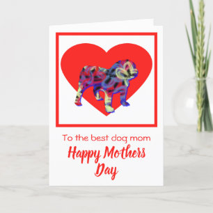 English Bulldog Red Heart Mother’s Day Card
