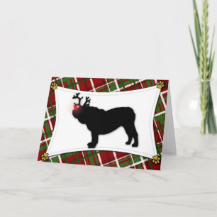 English Bulldog Reindeer Christmas Card