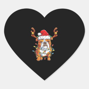 English Bulldog Reindeer Funny Christmas Essential Heart Sticker
