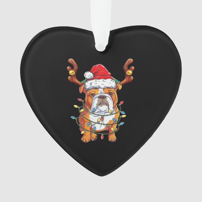 English Bulldog Reindeer Funny Christmas Essential Ornament (Front)