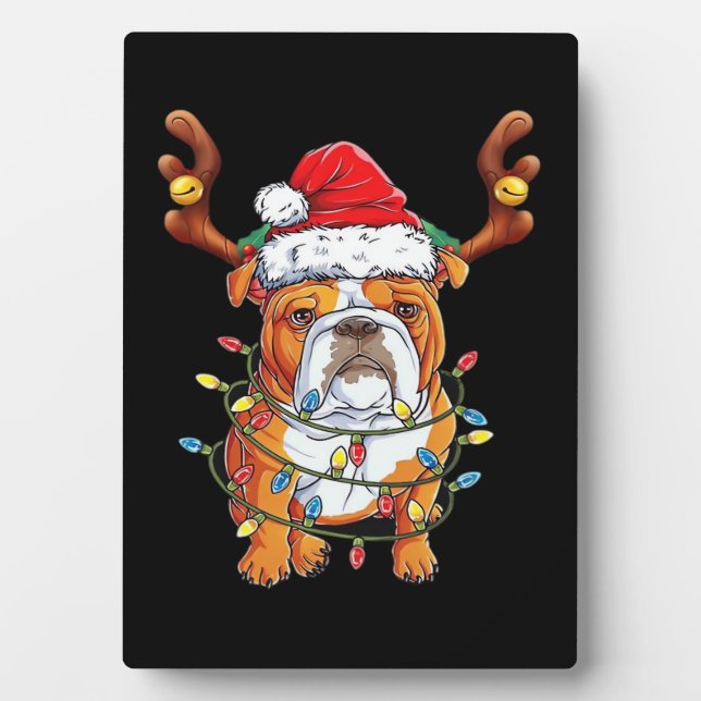 English Bulldog Reindeer Funny Christmas Essential Plaque (Front)