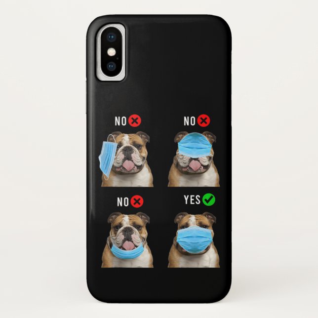 English Bulldog Right Wear Face Mask Tank Top Case-Mate iPhone Case (Back)