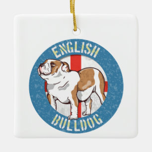 English Bulldog Saint George's Cross Ceramic Ornament