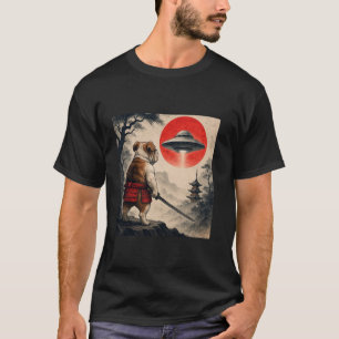 English Bulldog Samurai UFO Vintage Japanese Ukiyo T-Shirt