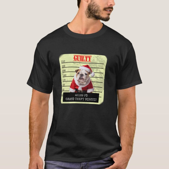 English Bulldog Santa Christmas Pet Guilty Dog Mug T-Shirt (Front)
