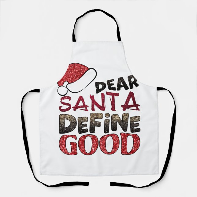 English Bulldog Santa Christmas Tree Lights Xmas B Apron (Front)