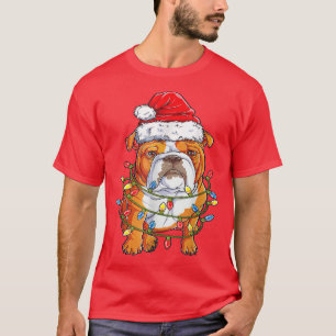 English Bulldog Santa Christmas Tree Lights Xmas B T-Shirt