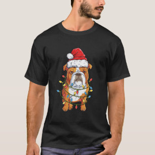 English Bulldog Santa Christmas Tree Lights Xmas G T-Shirt