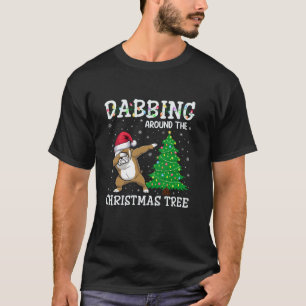 English Bulldog Santa Hat Dabbing Around the Chris T-Shirt