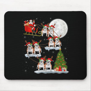 English Bulldog Santa Sleigh Flying Funny Magical Mouse Mat