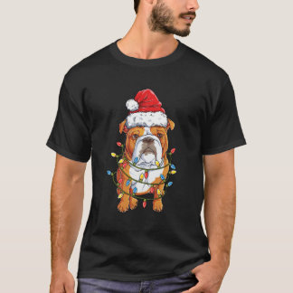 English Bulldog Santa Tree Lights Xmas Gifts Boys  T-Shirt