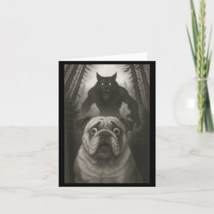 English Bulldog Selfie With Werewolf Funny  Card