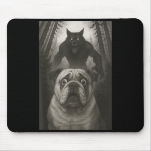 English Bulldog Selfie With Werewolf Funny  Mouse Mat