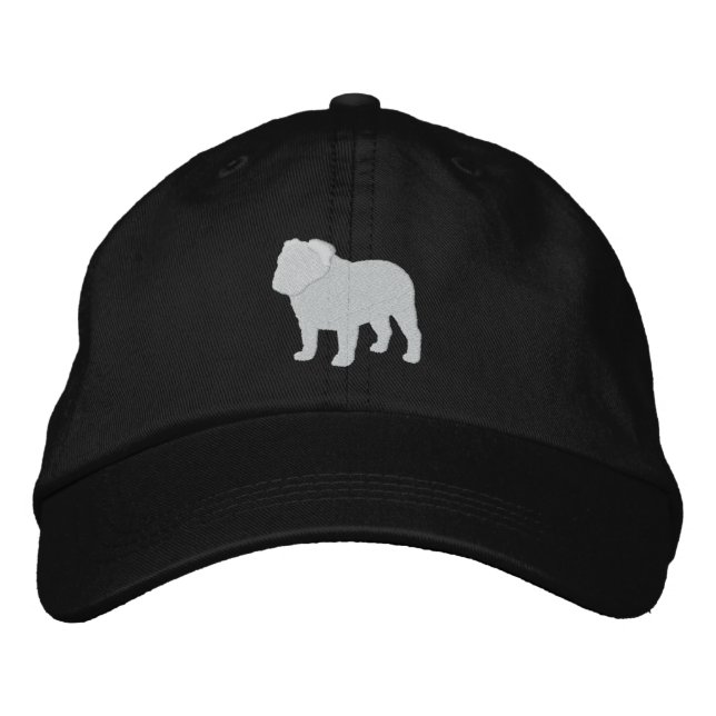 English Bulldog Silhouette | Cool Dog Lover's Embroidered Hat (Front)