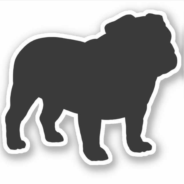 English Bulldog Silhouette Cool Dog Vinyl Sticker (Front)