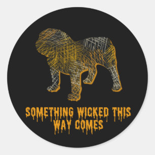 English Bulldog Silhouette Fun Halloween Classic Round Sticker