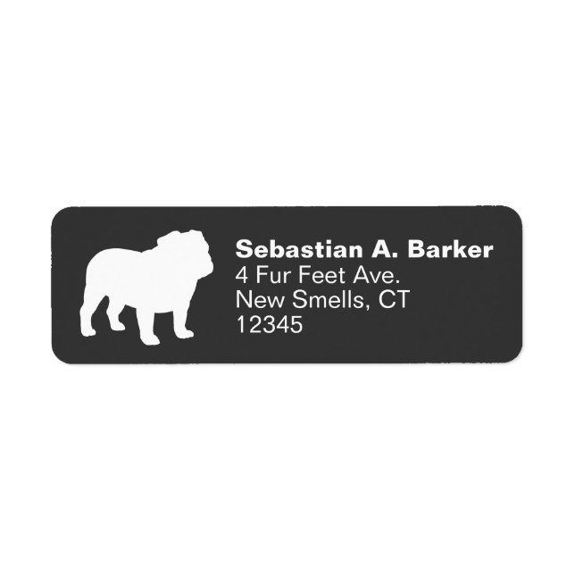 English Bulldog Silhouette Return Address Cool Dog (Front)