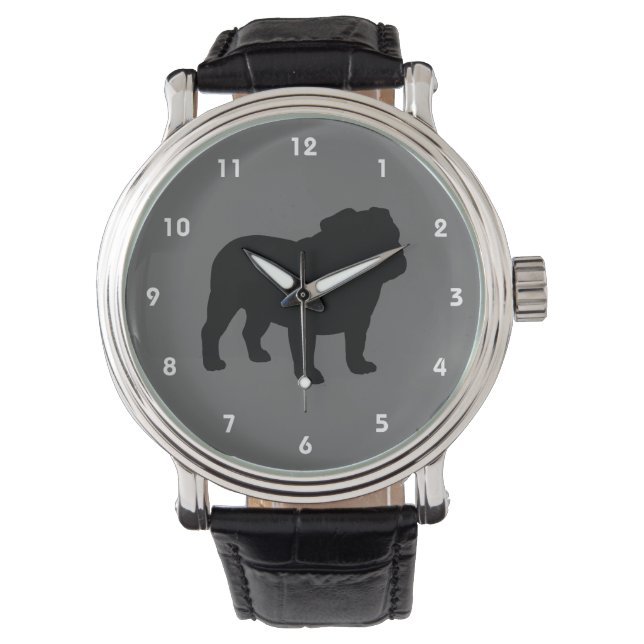 English Bulldog Silhouette Watch (Front)