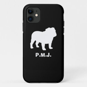 English Bulldog Silhouette with Custom Text iPhone 11 Case