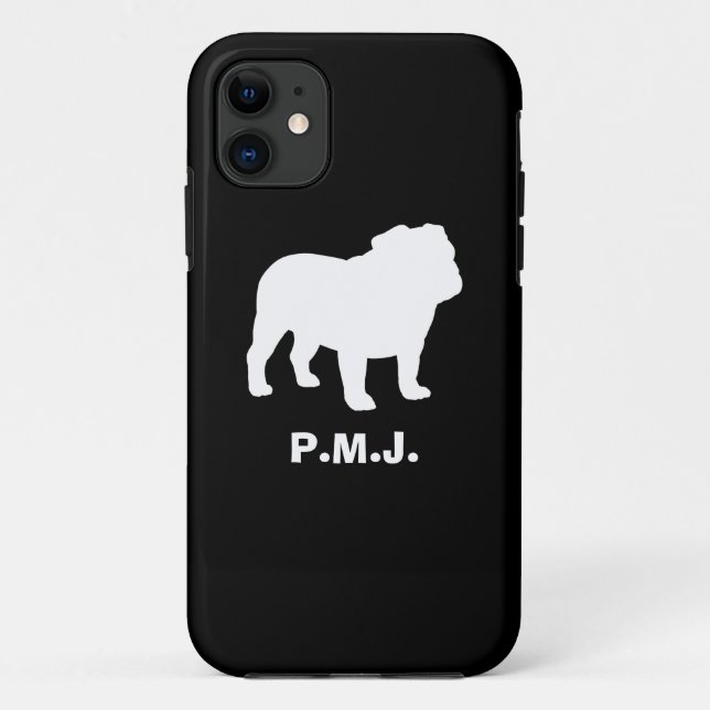 English Bulldog Silhouette with Custom Text Case-Mate iPhone Case (Back)