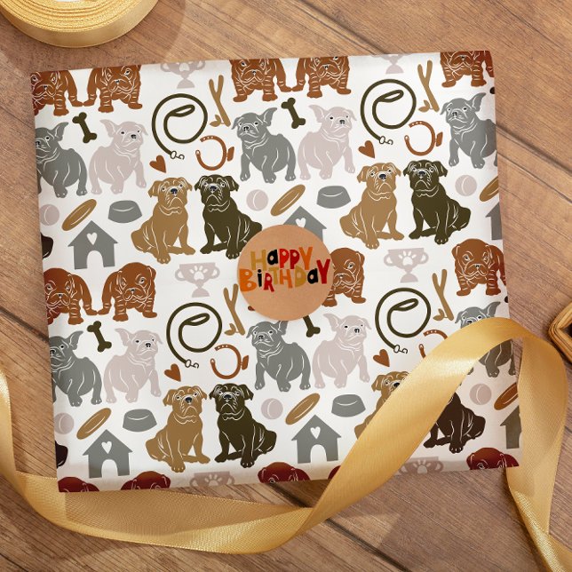 English Bulldog Silhouette  Wrapping Paper (Creator Uploaded)