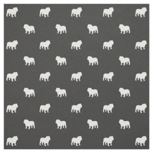 English Bulldog Silhouettes Pattern Fabric