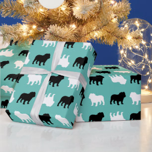English Bulldog Silhouettes Pattern Wrapping Paper