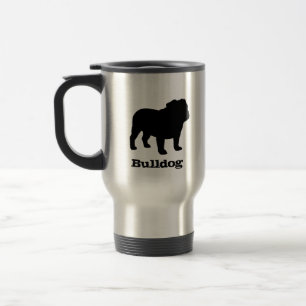 English Bulldog Silhouettes with Text Travel Mug