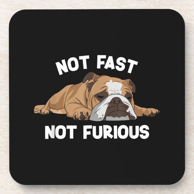 English Bulldog Sleeping Not Fast Not Furious Funn Coaster (Front)