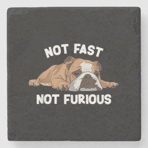 English Bulldog Sleeping Not Fast Not Furious Funn Stone Coaster