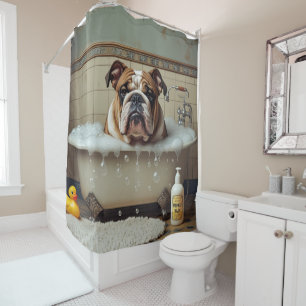 English Bulldog Sloppy Sleepy Cute Funny Shower Curtain