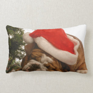 English Bulldog Snoozing Christmas Pillow