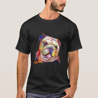 English Bulldog Splash Art Graphic Design T-Shirt