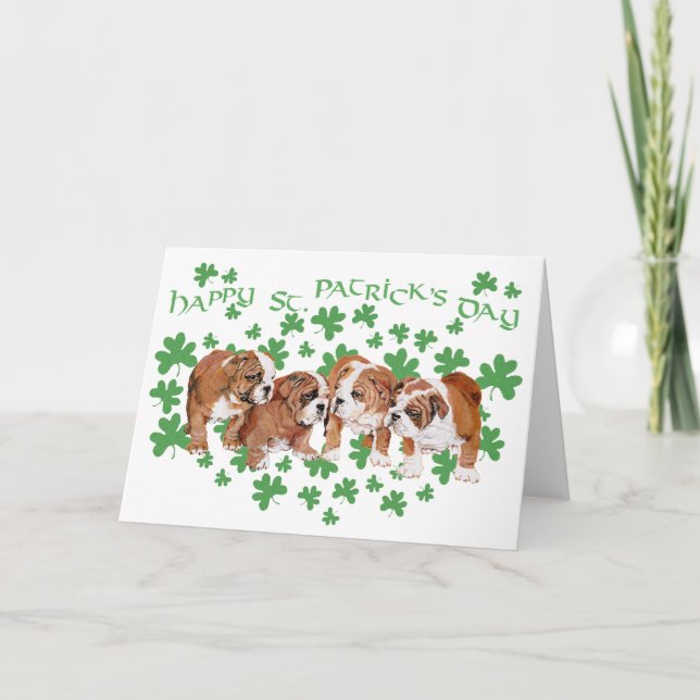 English Bulldog St Patrick's Day Card (Front)