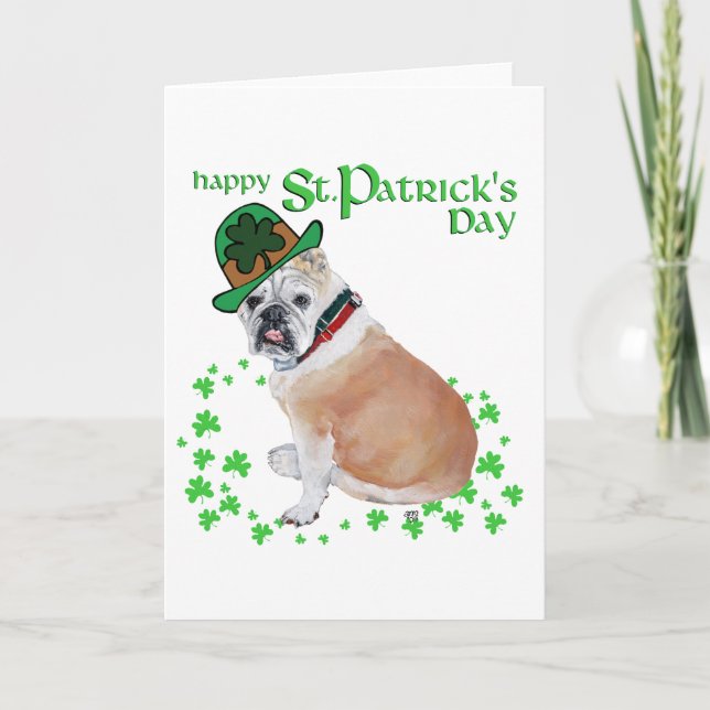 English Bulldog St Patrick's Day Card (Front)