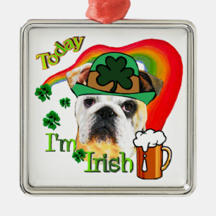 English Bulldog St Patricks Day Metal Tree Decoration