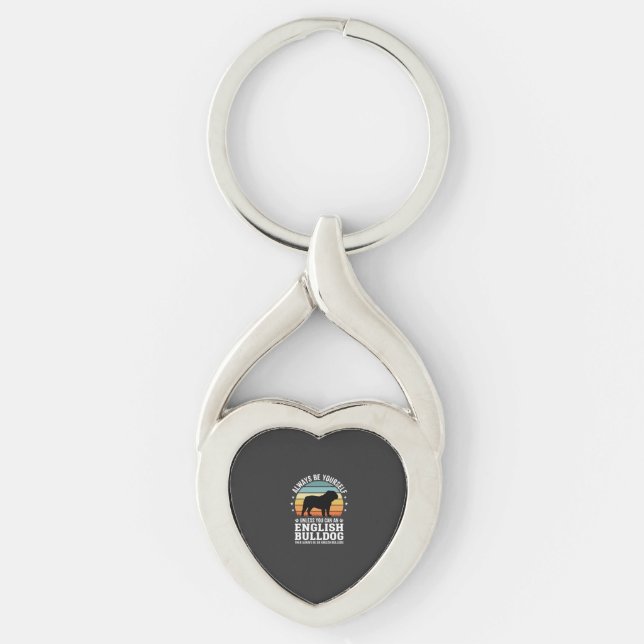 English Bulldog Sunset Be Yourself Dog Key Ring (Front)