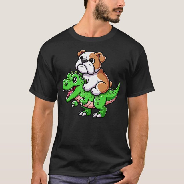 English Bulldog T-Rex Dinosaur Funny Dog Tyrannosa T-Shirt (Front)