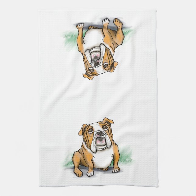 English Bulldog Tea Towel (Vertical)