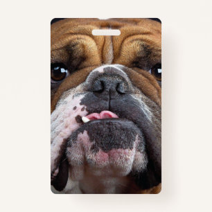 English Bulldog Throw Pillow ID Badge