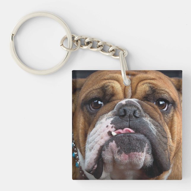 English Bulldog  Throw Pillow Key Ring (Front)