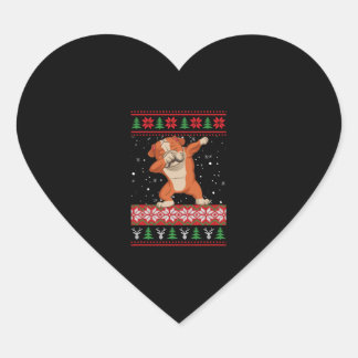 English Bulldog Ugly Christmas Sweater Heart Sticker