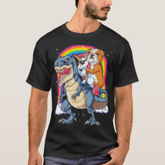 English Bulldog Unicorn Dinosaur T rex Girls T-Shirt