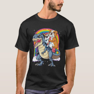 English Bulldog Unicorn Riding Dinosaur rex Men W T-Shirt
