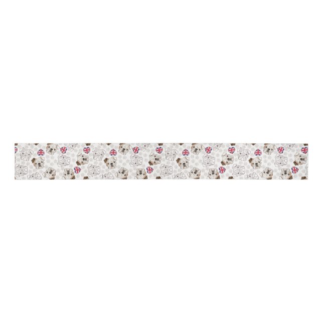 English Bulldog & Union Jack Grosgrain Ribbon (Front)