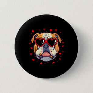 English Bulldog Valentine Heart Cute Dog Lovers  6 Cm Round Badge