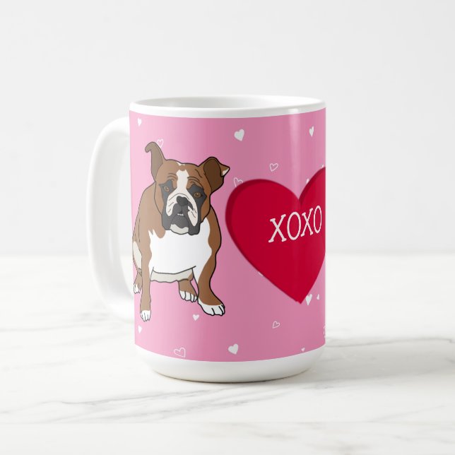 English Bulldog Valentines Day Coffee Mug (Front Left)