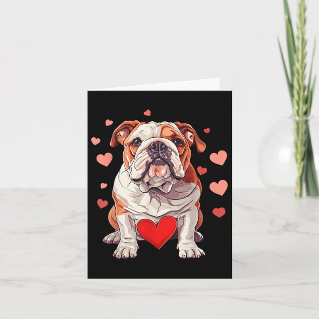 English Bulldog Valentines Day Heart Pet Dog Anima Card (Front)