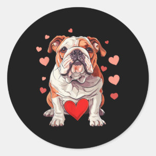 English Bulldog Valentines Day Heart Pet Dog Anima Classic Round Sticker