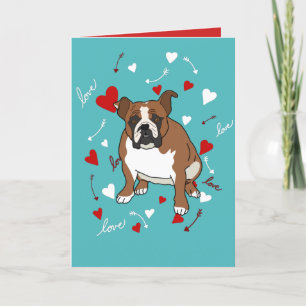 English Bulldog Valentines Day   Holiday Card